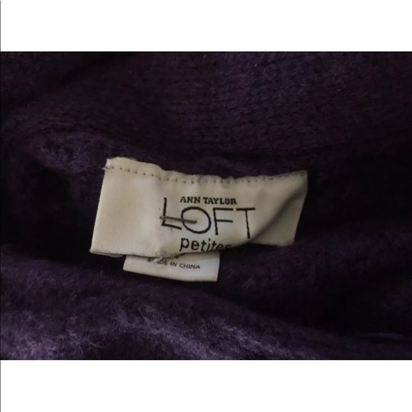 Ann Taylor LOFT Petites Womens SP Purple Eggplant Waffle Knit Sweater Jacket S - Picture 8 of 8
